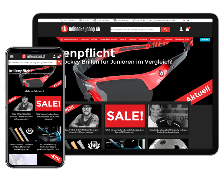 Unihockeyshop Tab and Mobile