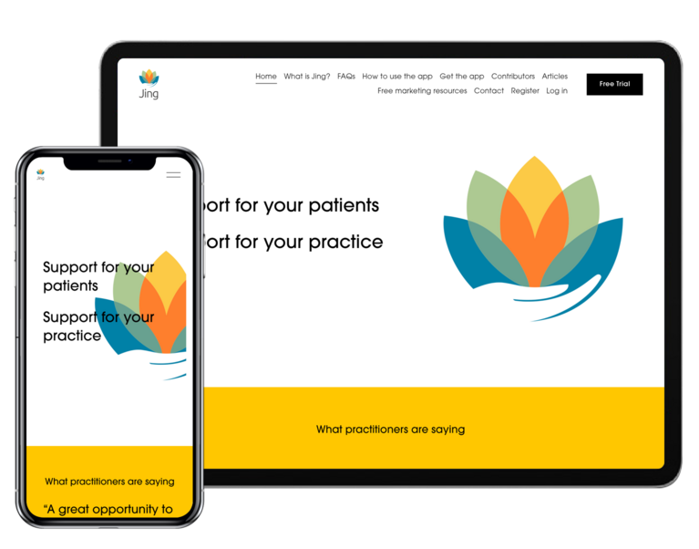 Jing Self Care tab and mobile